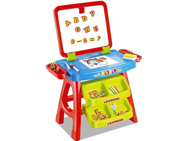 The Magic Toy Shop Childs 2 in 1 Learning Desk & Magnetic Easel Blackboard White Board Letters