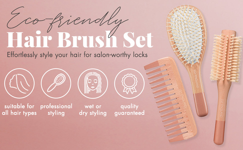 wooden hair brush set for women hairbrushes detangling round blow dry brushes professional girls