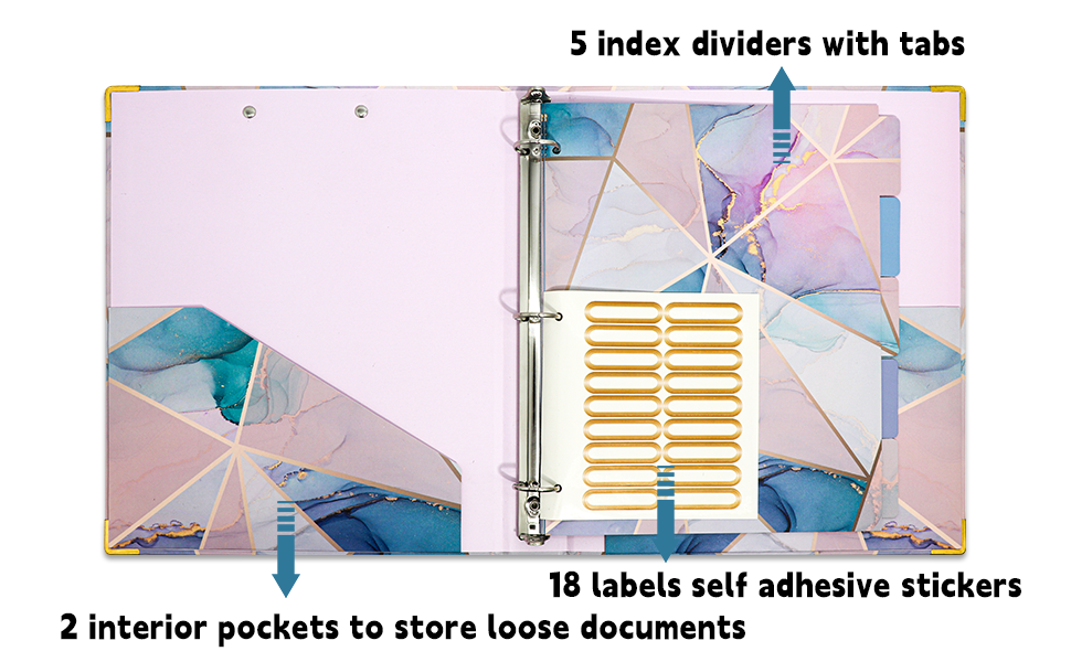 3 Ring Binder,1 Inch Round Ring Floral Binders for Letter