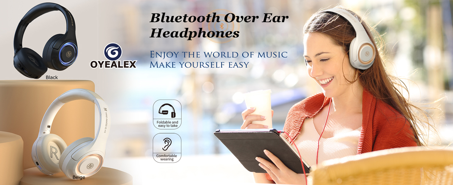 Active Noise Cancelling Headphones Bluetooth Headphones with Detachable Microphone