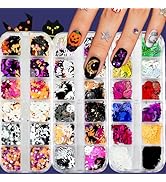 3 Boxes Halloween Nail Glitter Ghost Pumpkin Nail Art Sequins Colorful Holographic Spider Bat Nai...