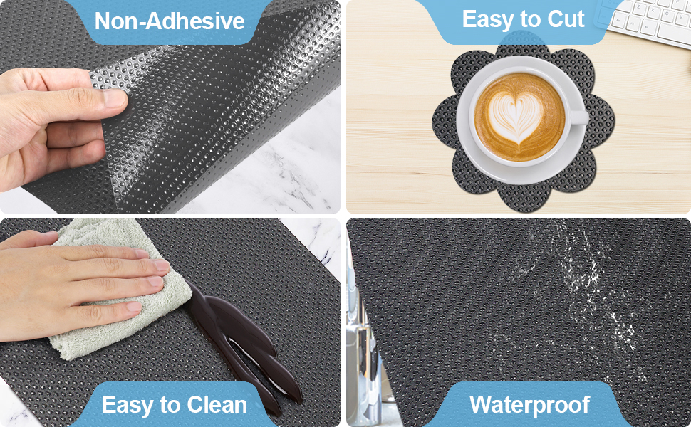 MooiFun Drawer Liners, Waterproof Shelf Liner, AntiSlip NonAdhesive