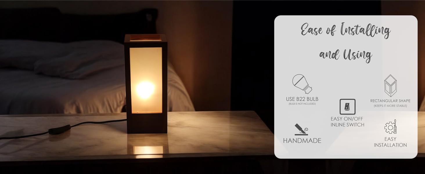 wooden table lamp for bedroom, living room, study table