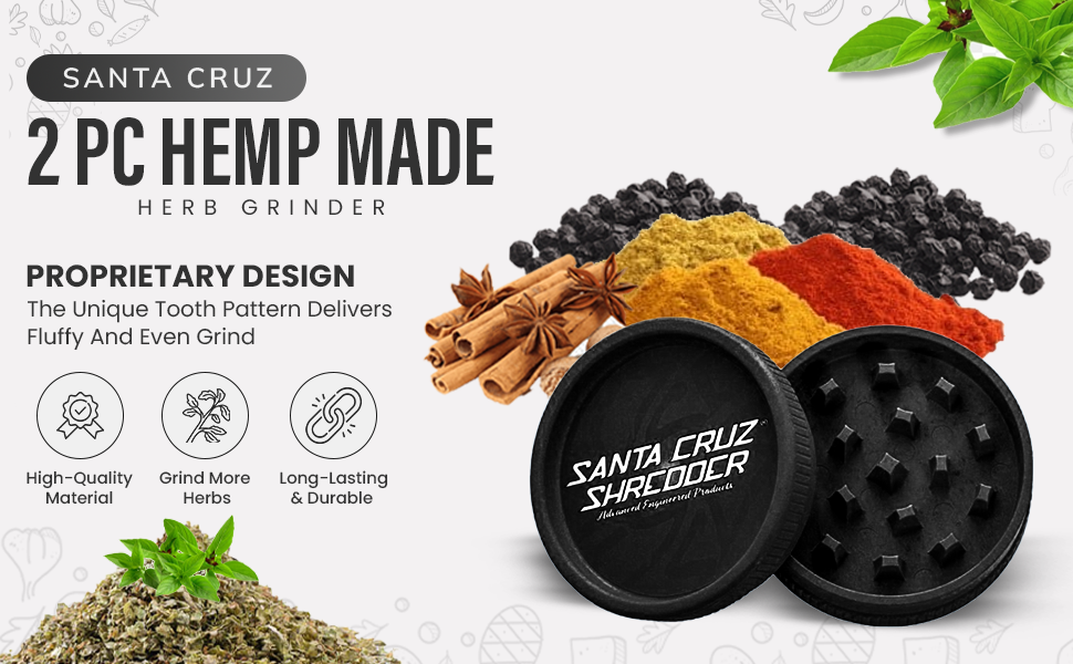 Santa Cruz Shredder Grinder for Herbs Knurled Top for