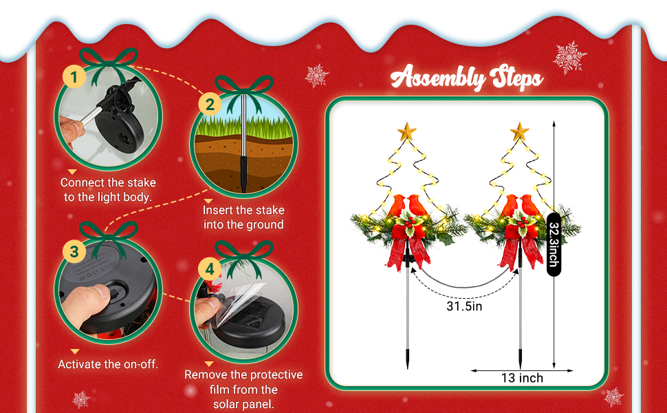 Mumufy 6 Pcs 32 Inch Solar Outdoor Christmas Decorations