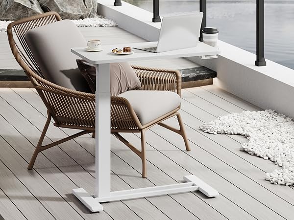 mobile standing desk overbed table ON THE BALCONY