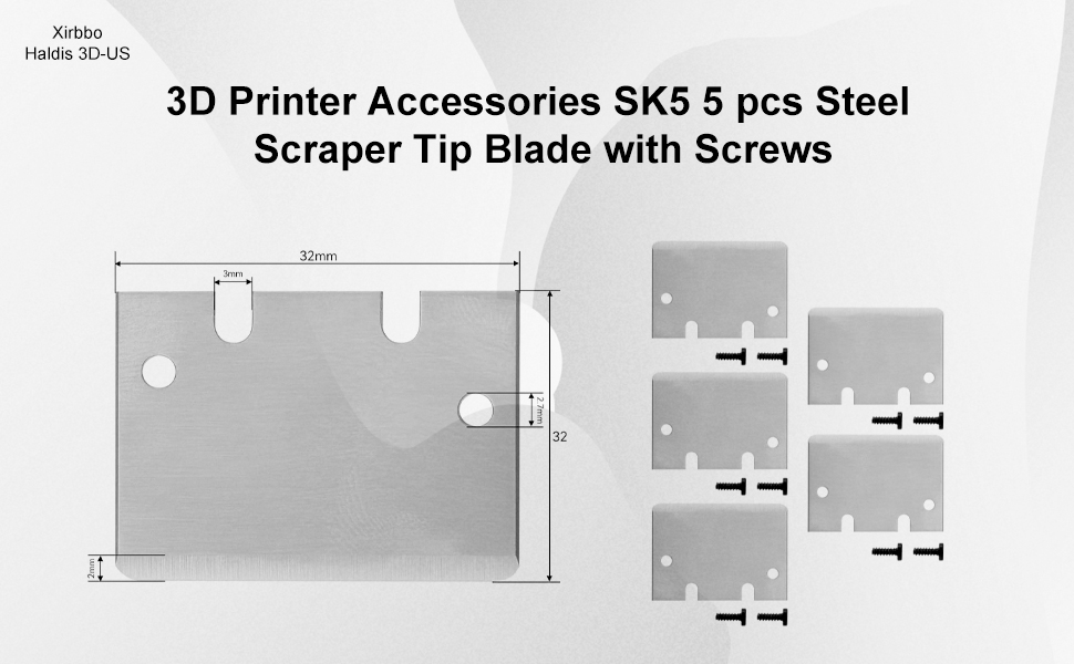 3D Printer Accessories SK5 5 pcs Steel Scraper Tip Blade with Screws