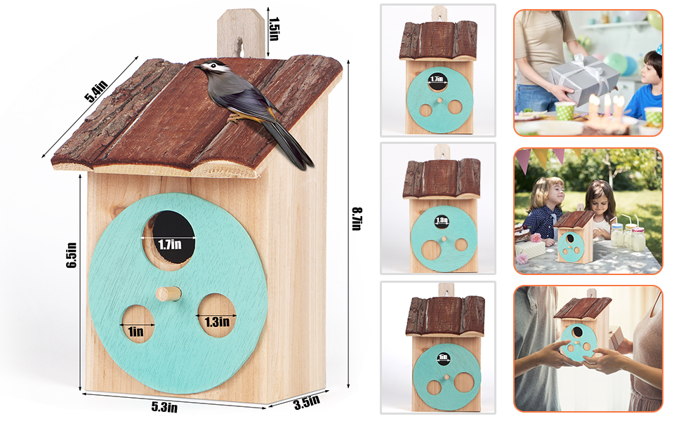 Bird Houses for Outside with Pole Natural Wooden Bird House