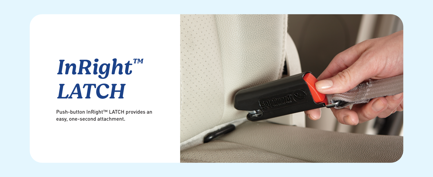 InRight LATCH pushbutton easy attachment convertible car seat infant toddler grow convenient adjust