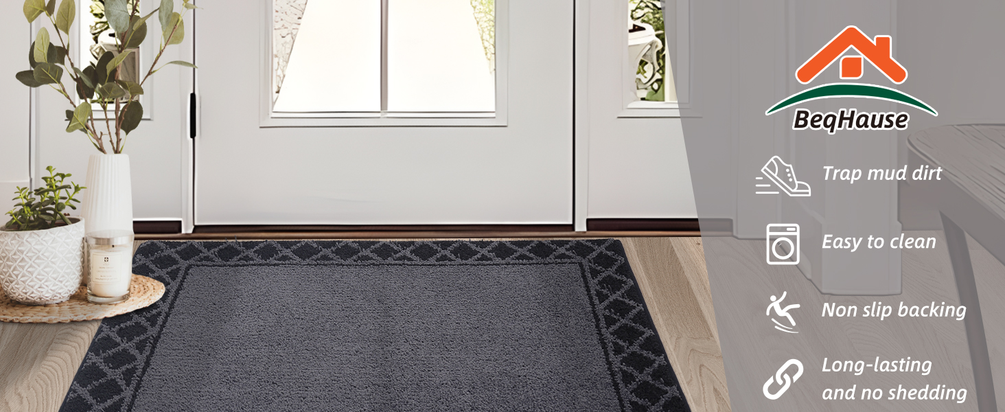 BEQHAUSE DoorMat Dirt Trapper Mat Absorbent Low