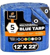 Better Blue Poly Tarp 12' x 22' - Multipurpose Protective Cover - Lightweight, Durable, Waterproo...