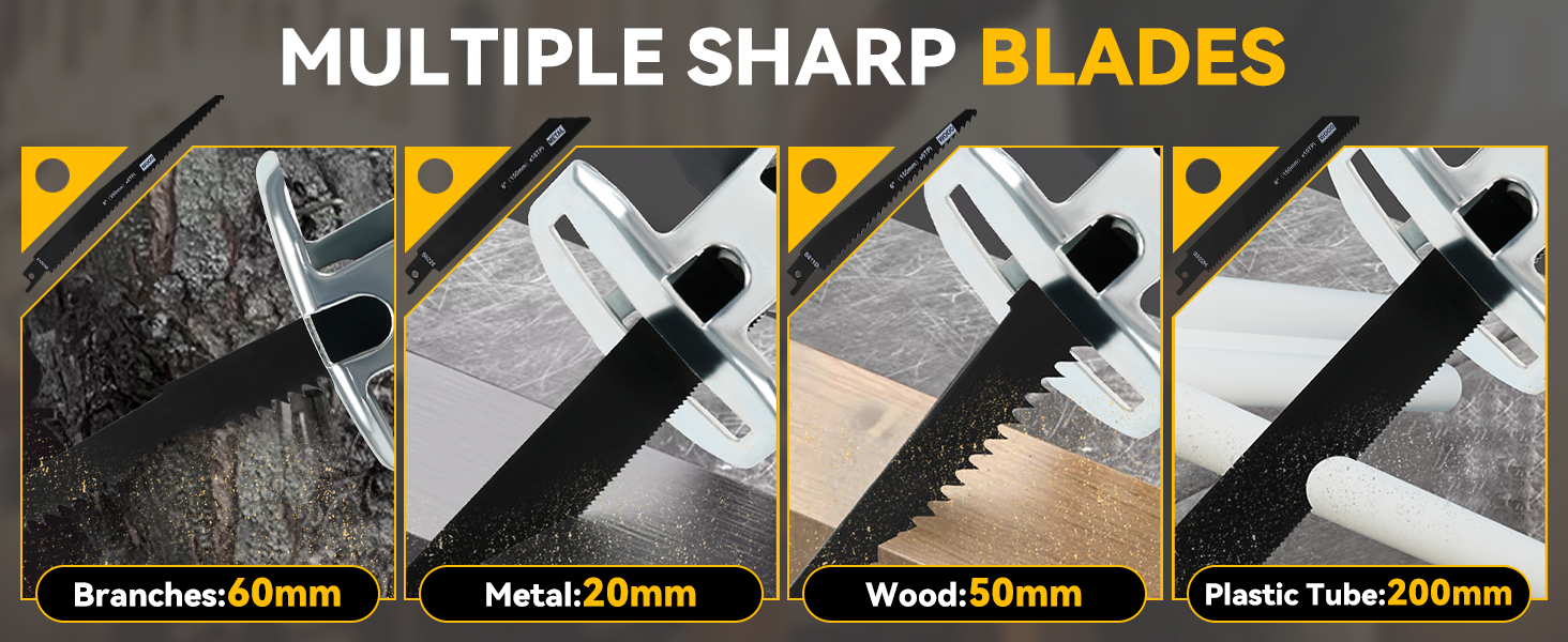 Cordless Reciprocating Saw for DeWalt 20V Battery, Brushless Power