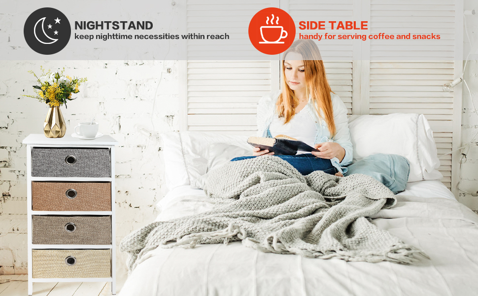 NO MORE TAG Nightstand with Drawer, Strong Structure