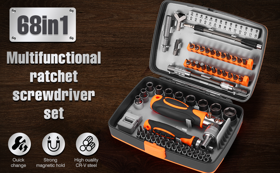 68pcs Screwdriver Bit Set, Ratcheting Screwdriver, Screwdriver