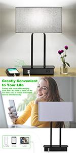 Dimmable Table Lamps with Grey Shade