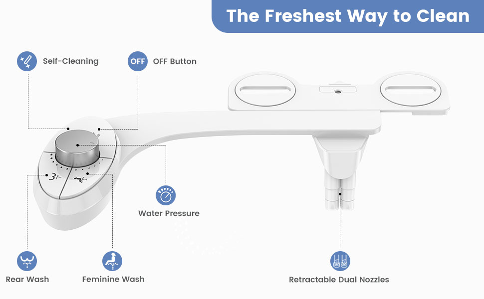 Aresmata UltraSlim Bidet Attachment for Toilet Effortless Non