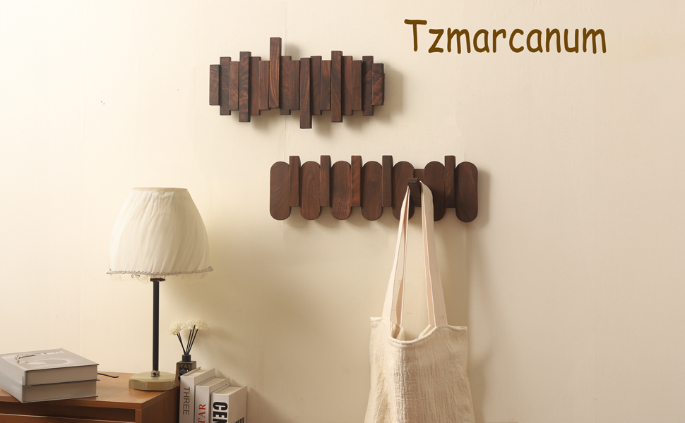 Tzmarcanum Black Walnut Wooden Piano Coat Rack，Modern Wall