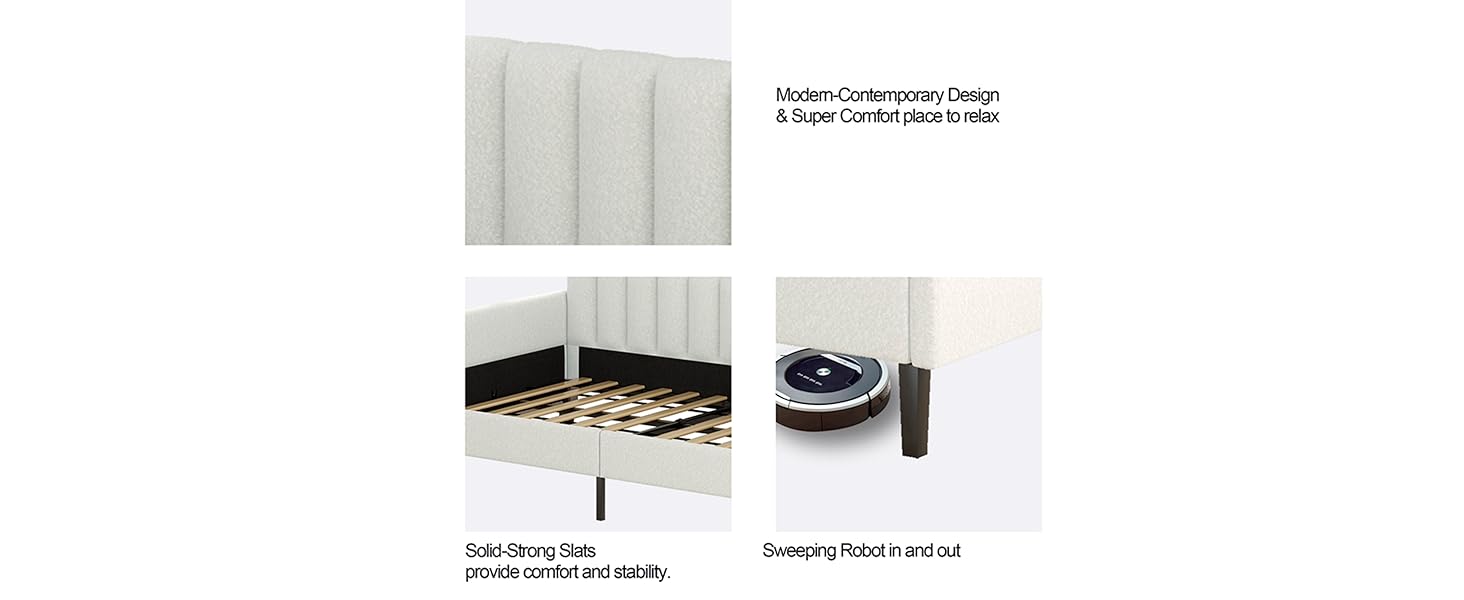 LOONGYOON Twin Size Upholstered Boucle Daybed Frame Tufted