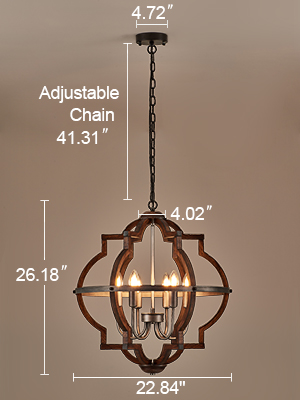 Brown Sliver 6-Light Orb Farmhouse Chandelier