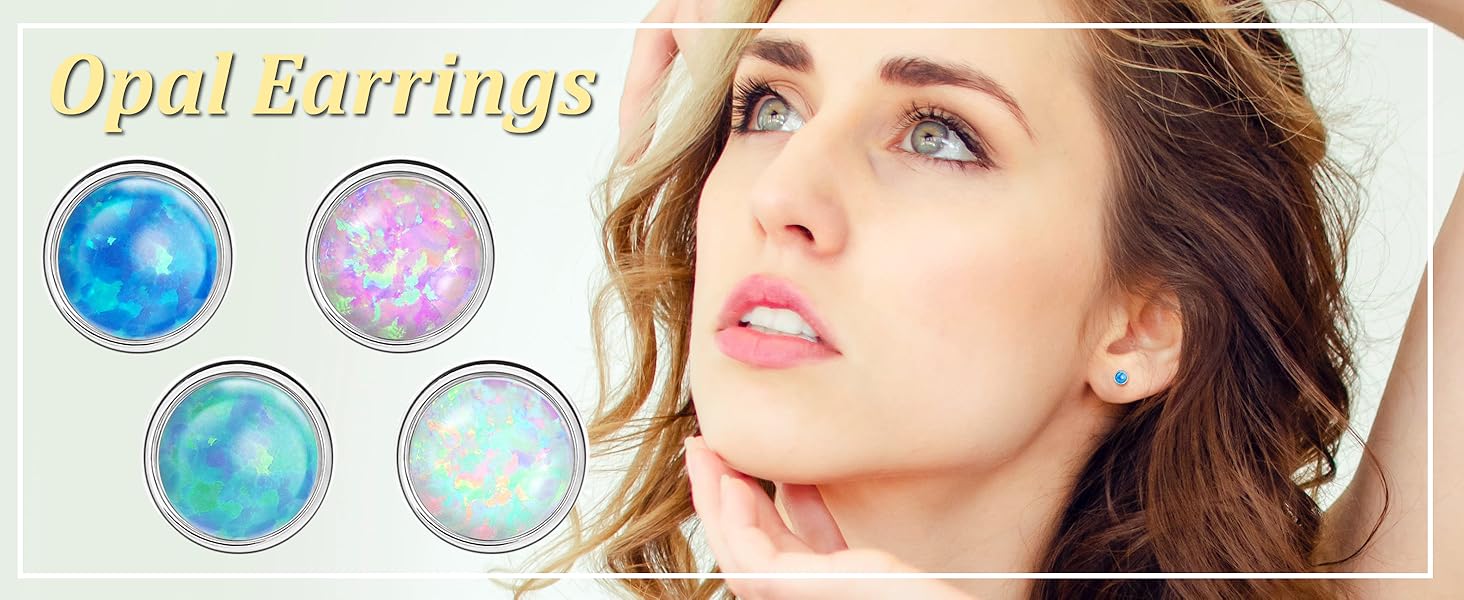 opal earrings studs
