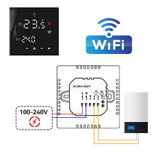 MincoHome Smart Thermostat Touch Screen WiFi Enabled Programmable Temperature Control For Electric Heating/Gas Boiler Save Energy (Black Electric Heating) 17 M3 3A