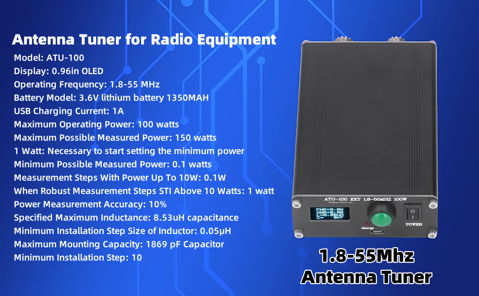 Amazon.com: ATU-100 Antenna Tuner for Ham Radio, 1.8-55Mhz