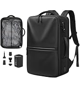 POIXM 70L Vacuum Backpack for Travel with Pump, Expandable Vacuum Seal Compression Backpack with ...