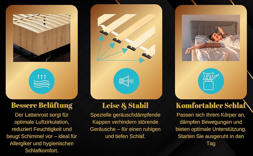 Atmungsaktive Luftzirkulation, Geräuschdämpfend, Ergonomischer Schlafkomfort, Feuchtigkeitsresistent