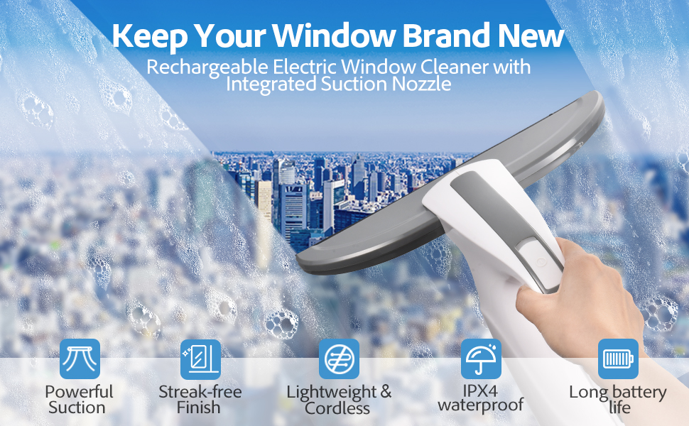 Eletalker Window Vacuum, Cordless Window Vacuum Cleaner for Tiles, Window Squeegee