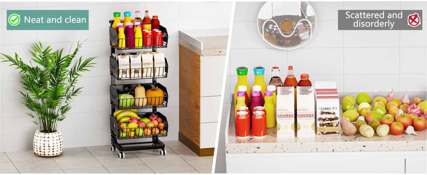 4-Tier Kitchen Snack Cart with Wheels