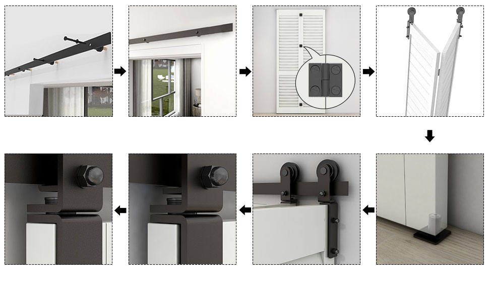 Bi-Folding Sliding Barn Door Hardware Kit