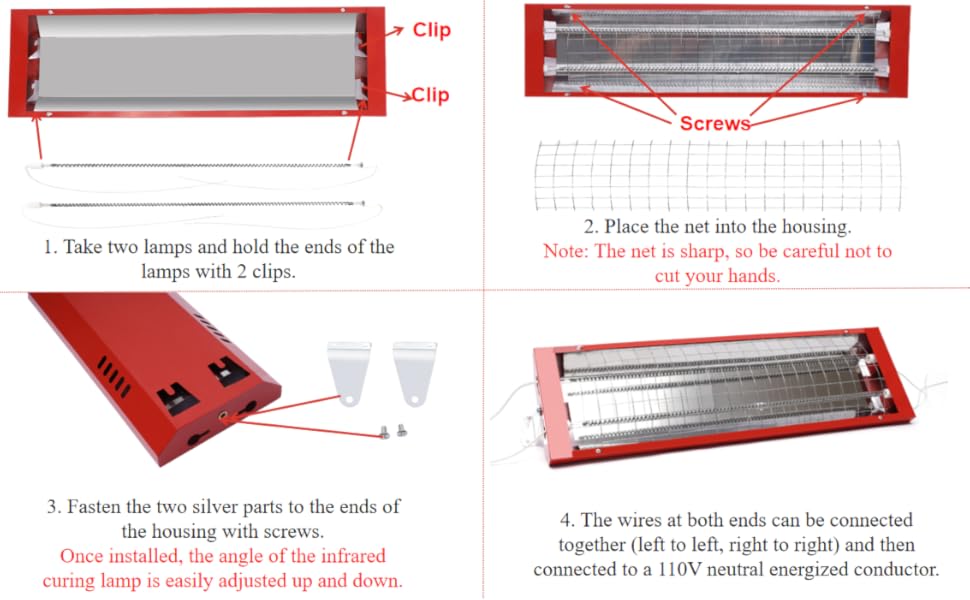DYRABREST 2000W Baking Infrared Paint Curing Lamp, 1 Set of
