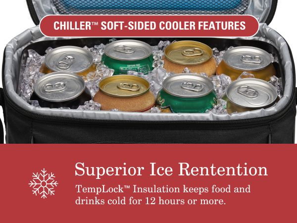coleman chiller cooler ice retention templock insulation food drinks cold hours cans summer all day