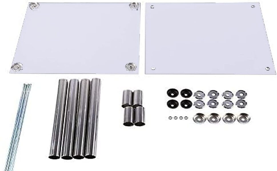 AAMEN Living Room Small White Side Table With Metal Legs 2 Tier White