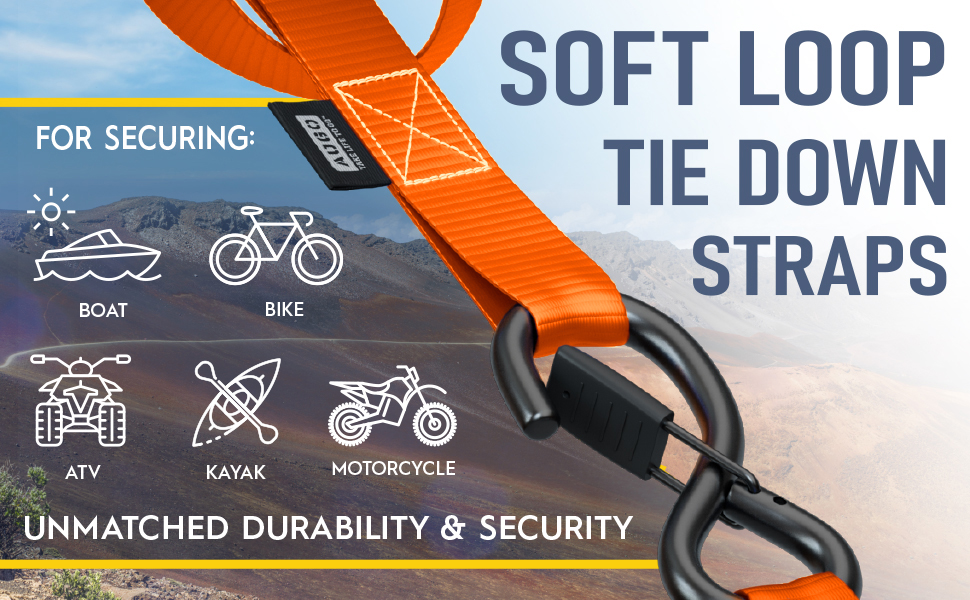 Soft Loop Tie Down Straps 1,500 Load Capacity & 4,500 Lbs