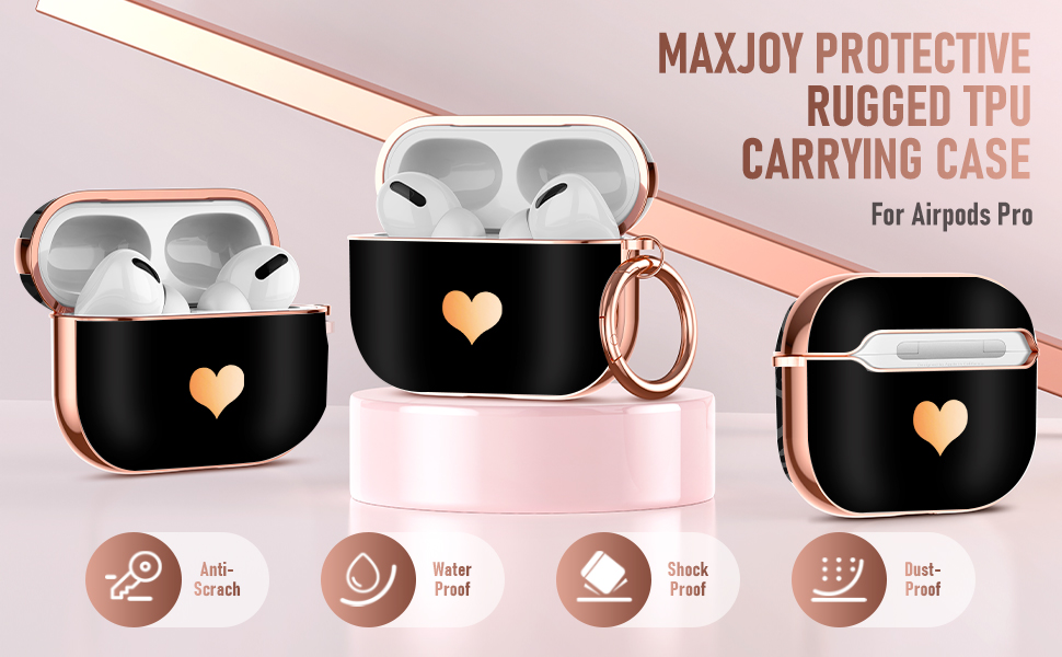 Maxjoy Airpods Pro case Cover,Cute Electroplating with Gold