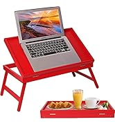 Bed Tray Table Breakfast Food Tray with Folding Legs Kitchen Serving Tray for Lap Desks Notebook ...