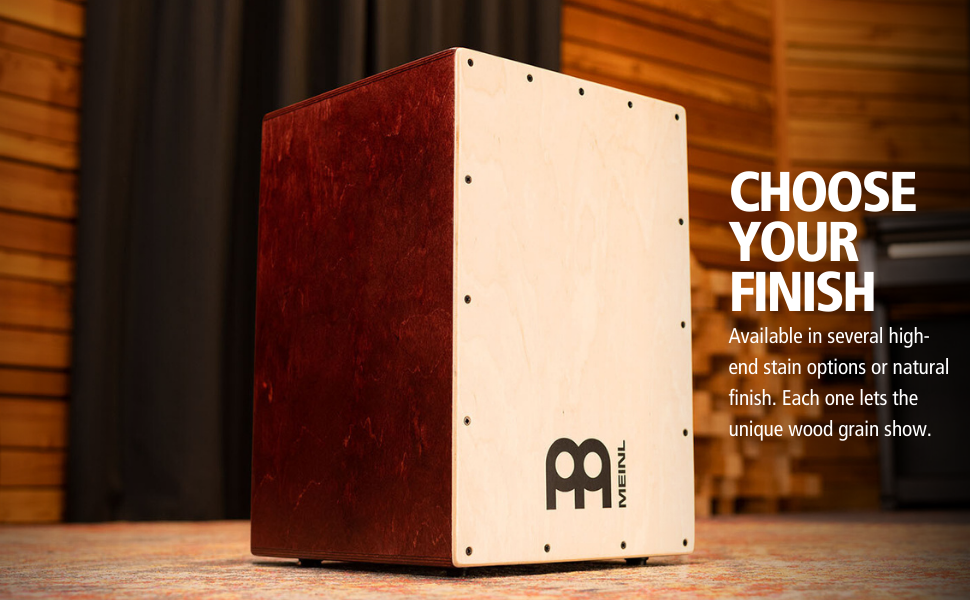 cajon on stage showing side and front