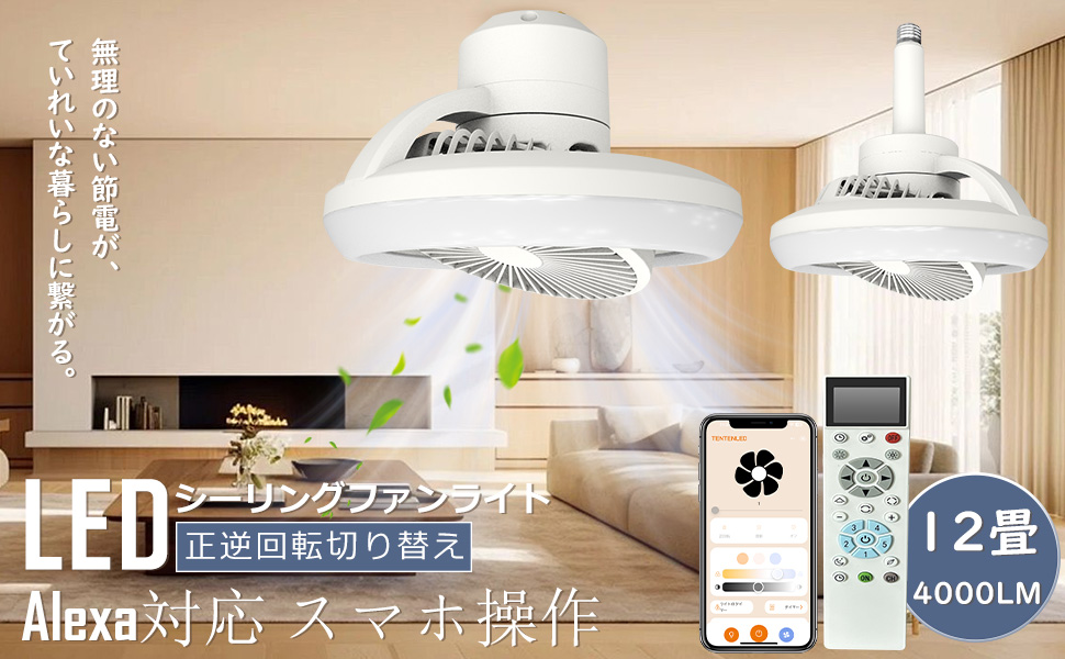 Amazon | 【逆転可・常夜灯・タイマー】ファン付きシーリング