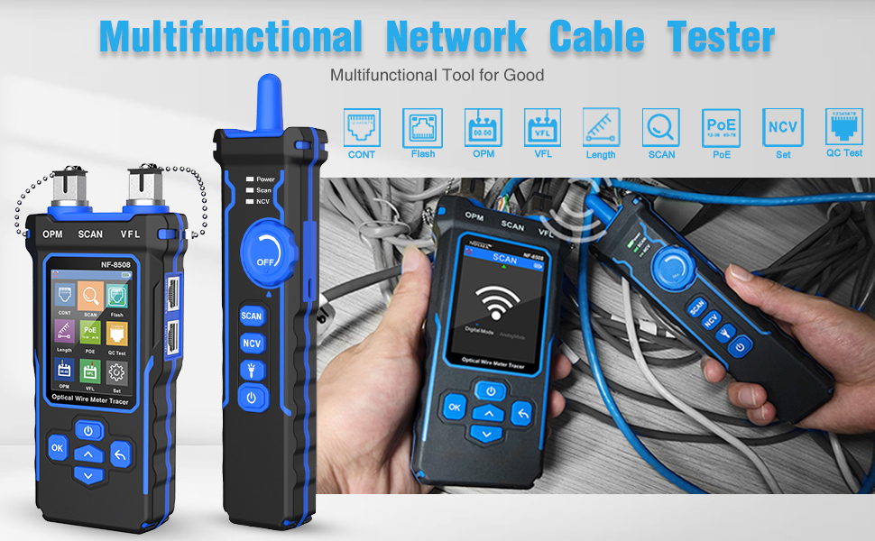 New Upgraded Network Cable Tester with Optical Power Meter VFL, CAT5