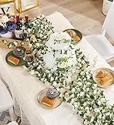 PONKING 8 Pcs 66FT Flower Garland, Artificial Rose Vine Flowers with Green Leaves, Hanging Fake R...