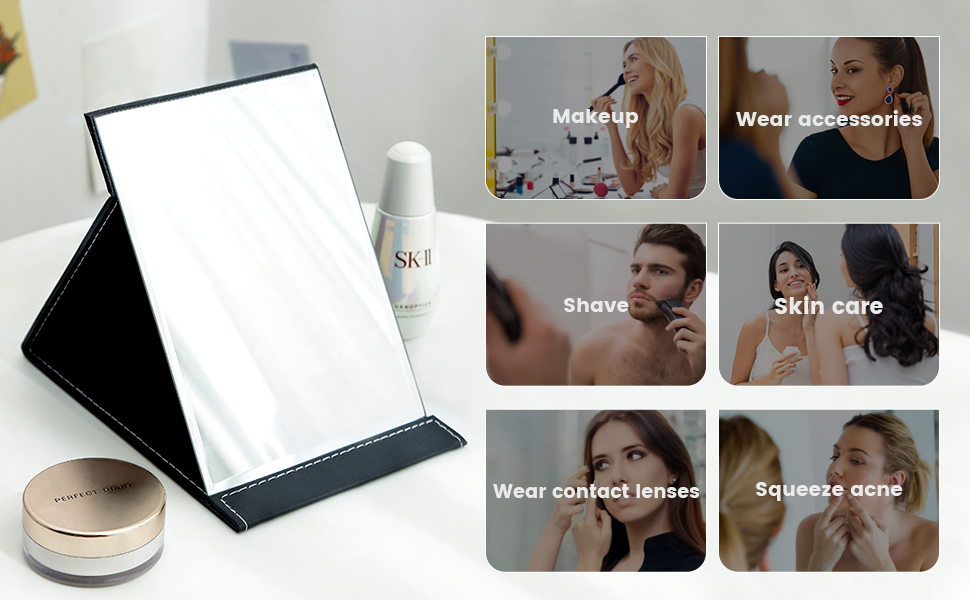 OWLKELA 25x18cm Portable Folding Mirror, Super HD Compact Makeup Mirror