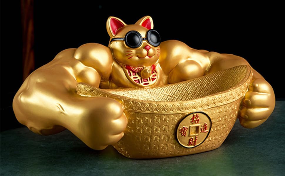 置物 招福 招き猫 開運 金運 祈願 筋肉 招き猫 