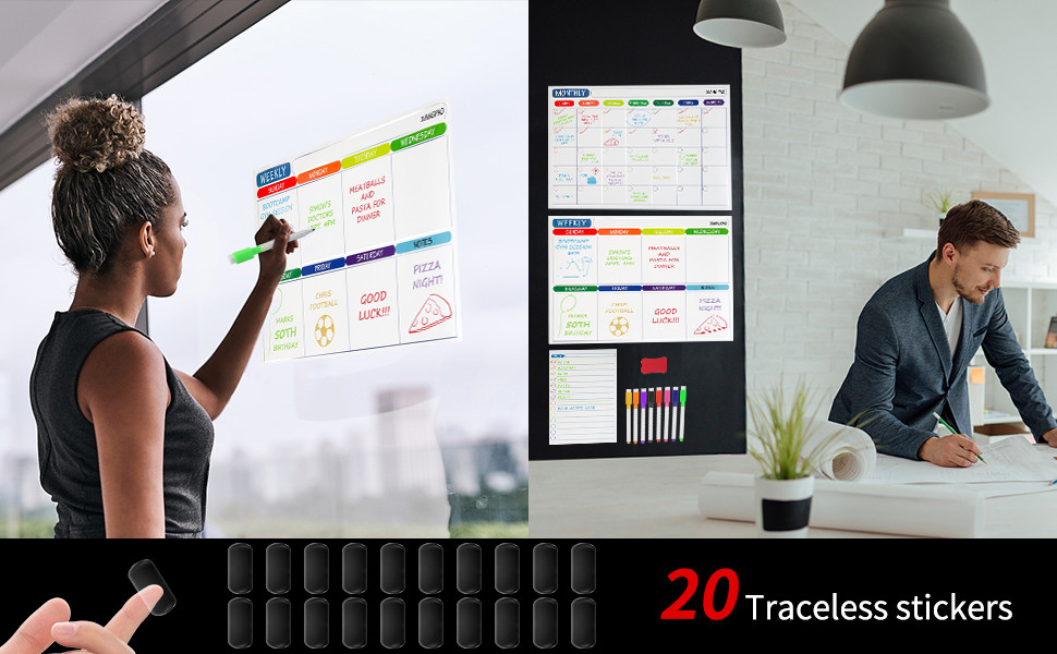 VOLINFO Whiteboard Weekly Calendar Planner Board SetIncluding