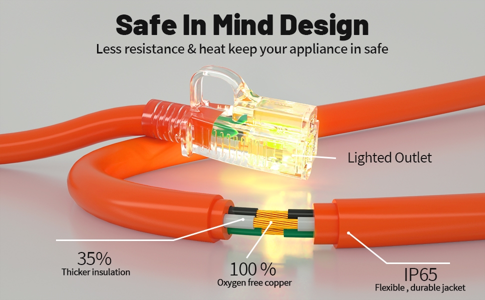 POWGRN 100 ft 12/3 Outdoor Extension Cord Waterproof Heavy