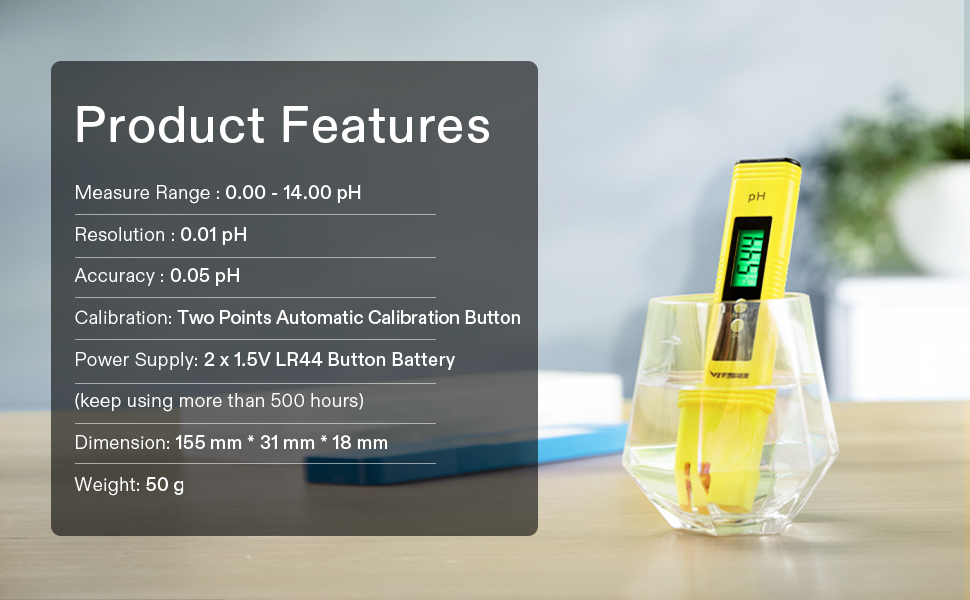 VIVOSUN Digital PH Meter for Water, 0.05ph High Accuracy Pen Type PH