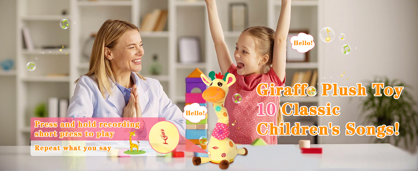 Adjustable Volume Dancing Giraffe Toy - 10 Children&#39;s Songs