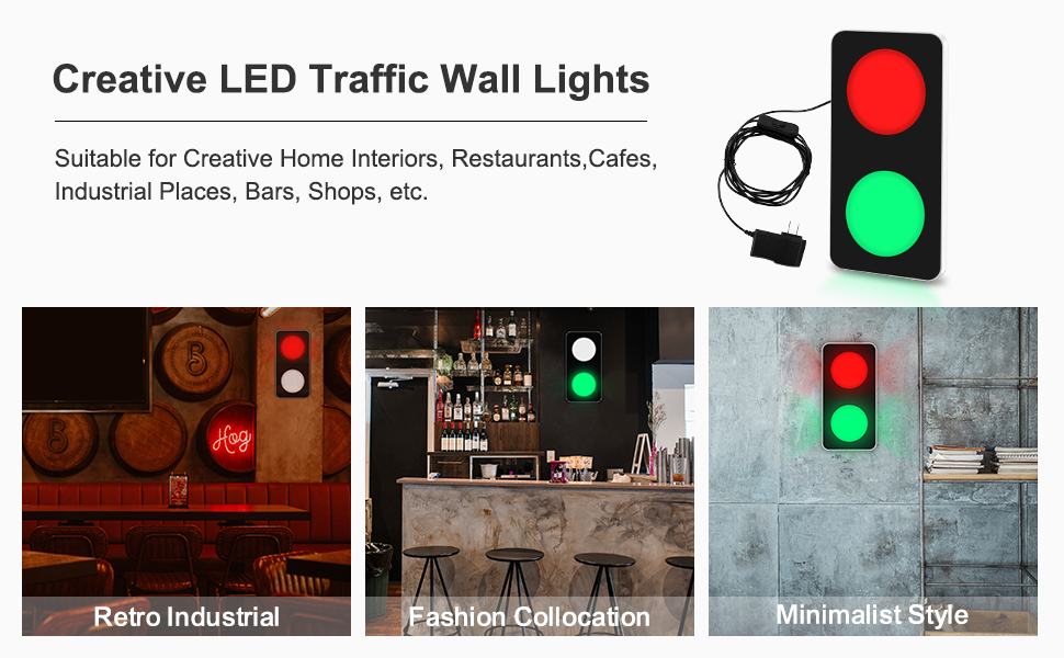 BBMI Remote Control Traffic Light, Red Green LED Wall Lamp