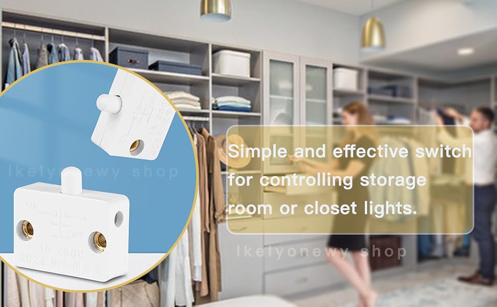 6Pcs On Off Door Switch for Closet Light Black Normally When Opens Electrical Lamp