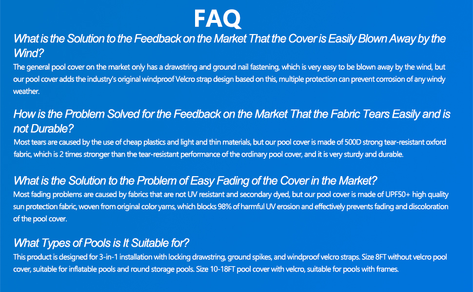 QH.HOME 18.5 Ft Round Pool Cover, 500D Strong Tear Resistant Solar Pool Covers for